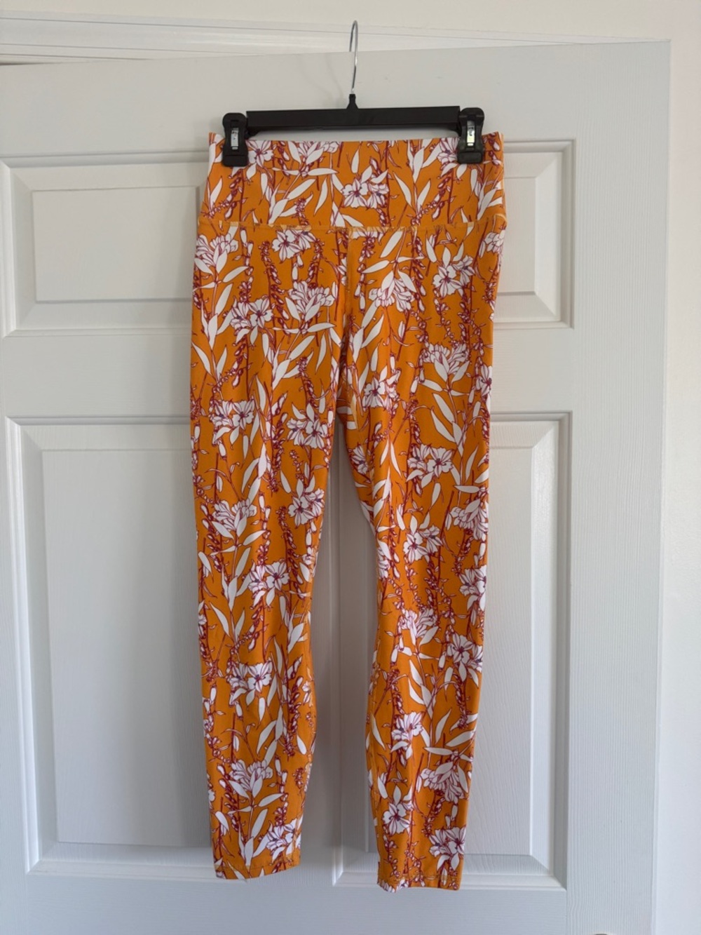 Fabletics Orange Floral Ponte Leggings
